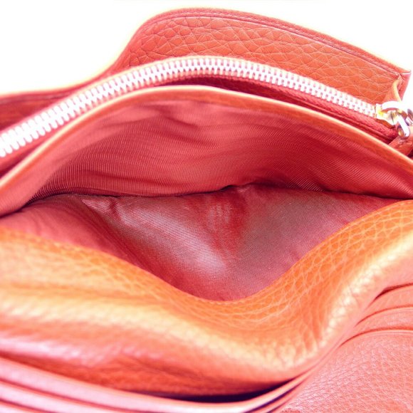 Authentic PRADA purse Zippered Wallet Ladies Mens Logo Orange Gold Leather - Picture 2 of 7